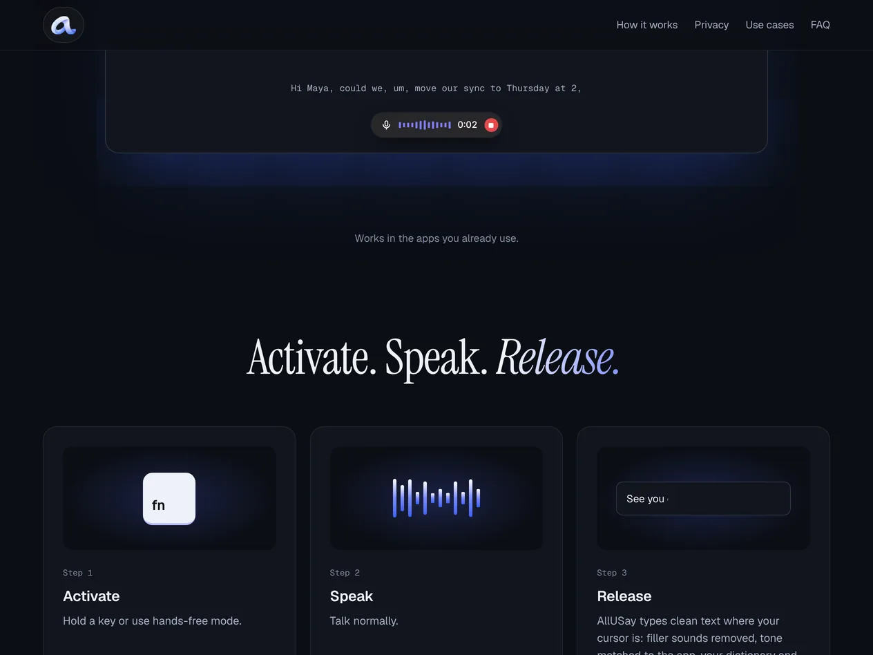 AllUSay screenshots